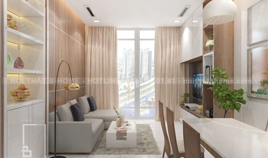 Thiết kế nội thất chung cư đẹp phòng khách Vinhome Tân Cảng